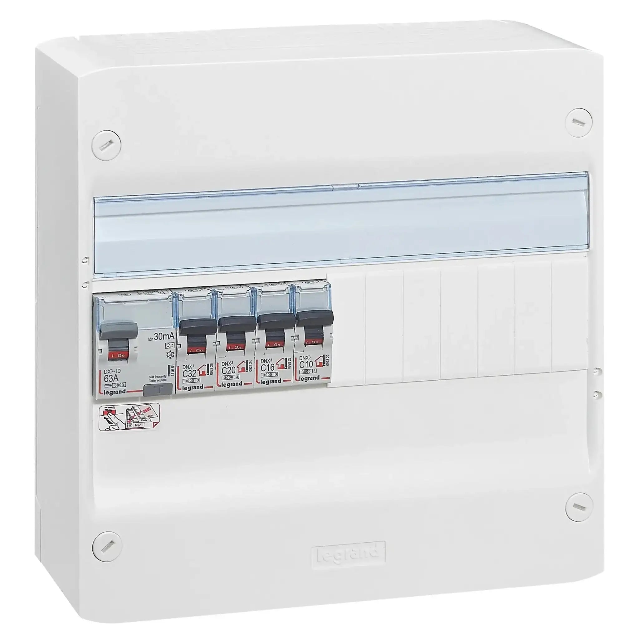 Tableau électrique Legrand 1 rangée avec disjoncteur différentiel 63A et disjoncteurs divisionnaires