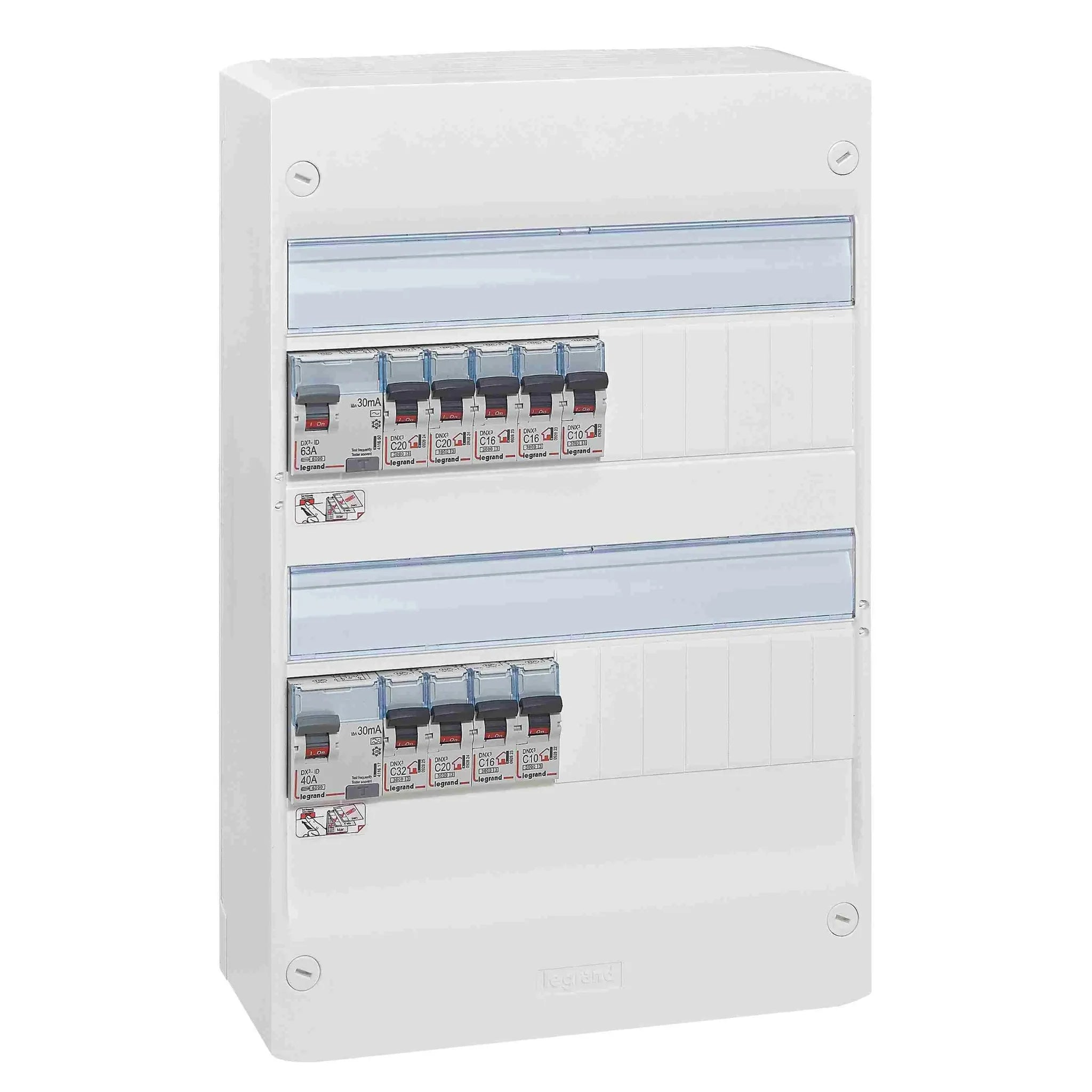 Tableau électrique Legrand 3 rangées pré-équipé norme NF C 15-100 pour logement T3-T4